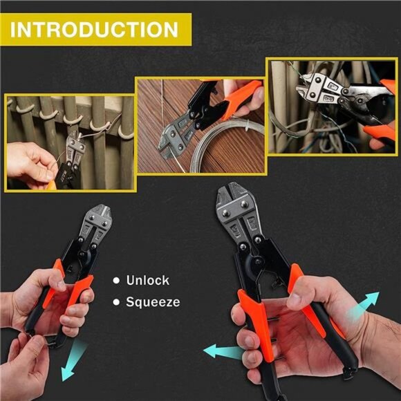 Bolt Cutter Pliers Set Industrial HeavyDuty Soft Rubber14" & Mini 8"Bolt Cutters - Picture 6 of 7